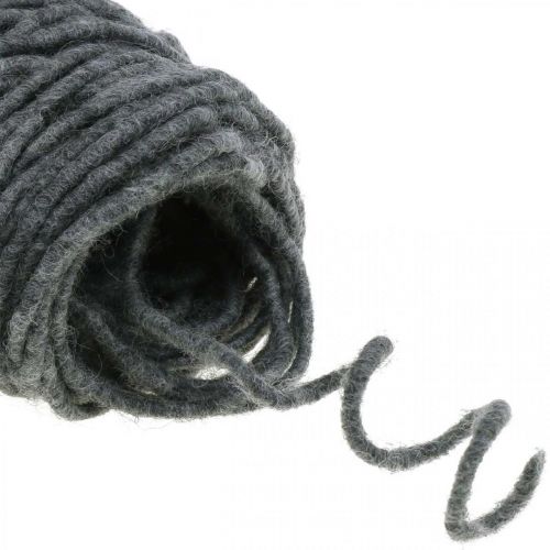 Floristik24 Felt cord wire gray sheep wool cord 30m