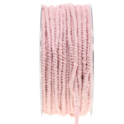Wick thread Glamor pink/silver with wire 33m