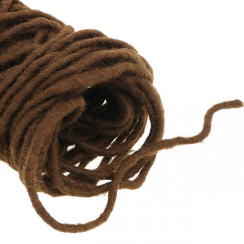 Product Wick thread dark brown, wool cord with wire, florist supplies L30m