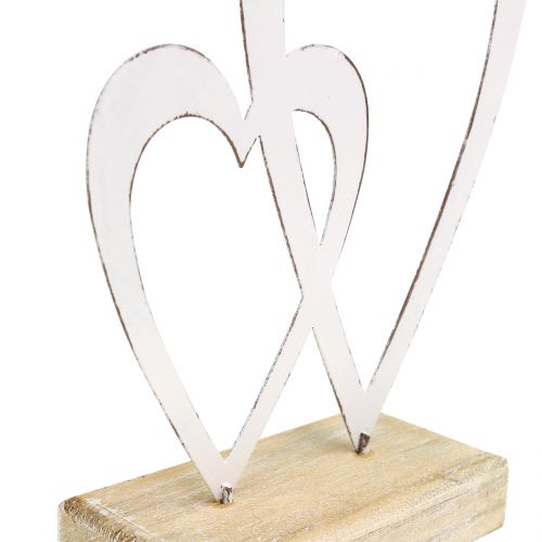 Floristik24 Double heart white at the foot H18cm