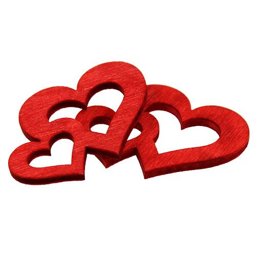 Floristik24 Wooden double hearts for scattering 4cm red 72pcs