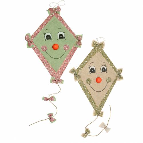 Floristik24 Autumn decoration kite to hang mint green-old pink / natural olive green 40cm x 57cm 2pcs