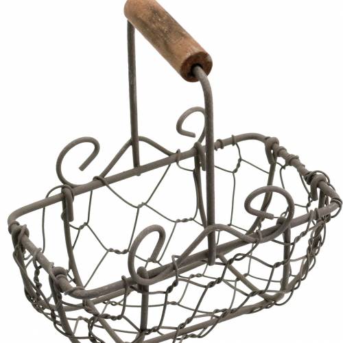 Floristik24 Mini wire basket variation with wooden handle rust brown H10.5–11.5cm 9 pcs