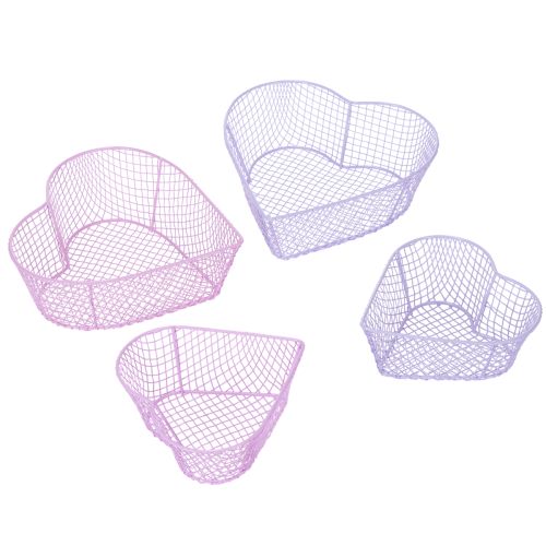 Wire baskets, heart-shaped, for decoration and organization, 20cm, set of 4