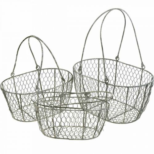 Floristik24 Wire basket, Easter basket, decorative basket metal L32/28.5/25cm set of 3