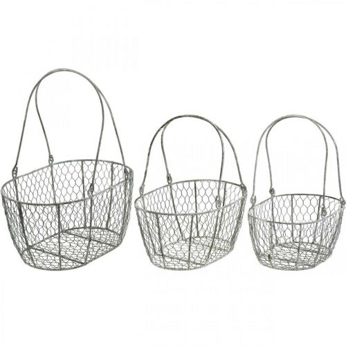 Product Wire basket, Easter basket, decorative basket metal L32/28.5/25cm set of 3