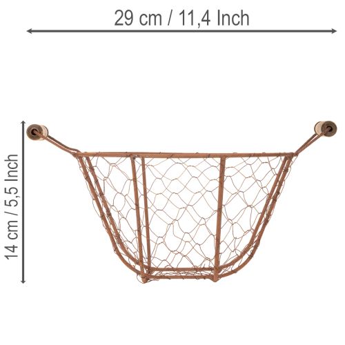 Vintage round wire basket with wooden handles, metal basket, rust finish, Ø22cm | Floristik24.co.uk