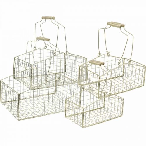 Floristik24 Wire basket with handle mesh basket metal gold set of 4