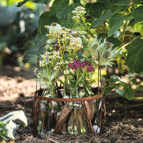 Oval wire basket with handle, garden decoration, rust finish, 30/25cm, set of 2 | Floristik24.co.uk