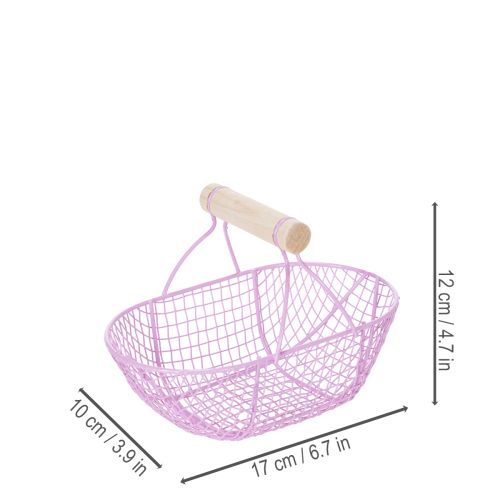 Product Wire basket with wooden handle, ideal for modern living and stylish decoration, 17cm, 6 pieces
