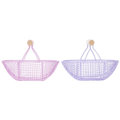 Product Wire basket with wooden handle, ideal for modern living and stylish decoration, 17cm, 6 pieces