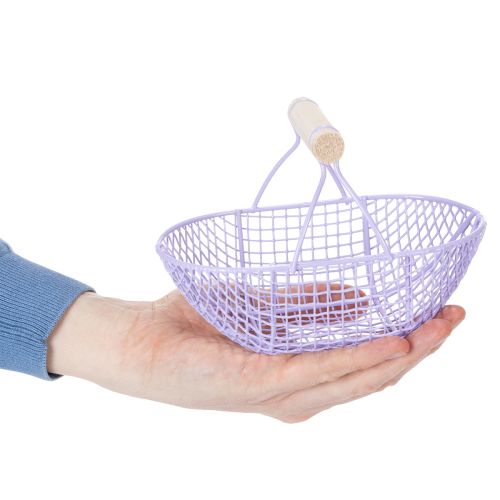 Product Wire basket with wooden handle, ideal for modern living and stylish decoration, 17cm, 6 pieces