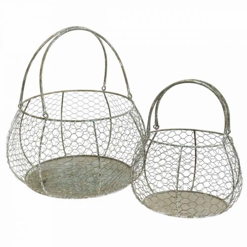 Floristik24 Wire basket shabby chic wire mesh basket garden decoration Ø37/26cm set of 2