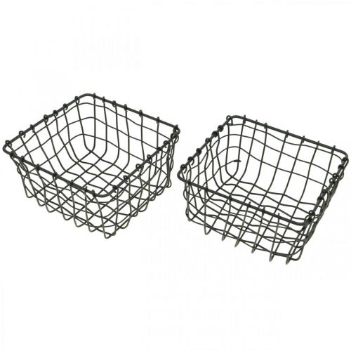 Storage basket, basket for planting, mini wire basket square 12 × 12cm 2pcs