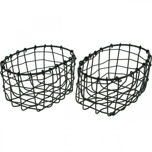 Decorative basket, mini basket, wire basket oval L12.5cm H6.5cm 2pcs