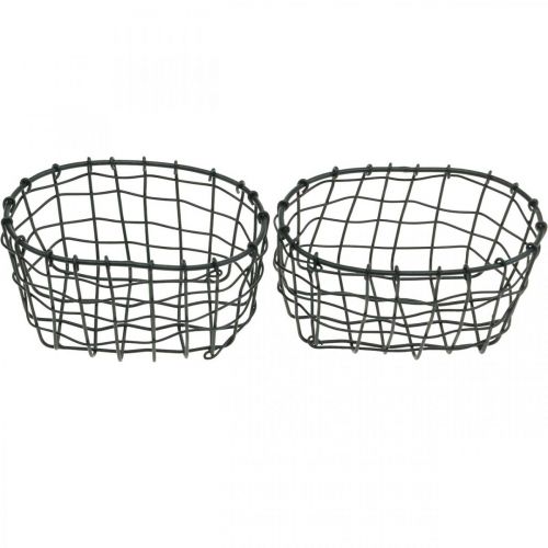 Floristik24 Decorative basket, mini basket, wire basket oval L12.5cm H6.5cm 2pcs