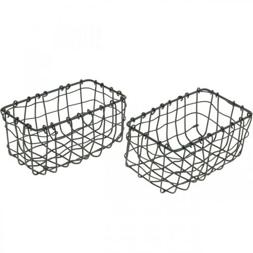 Floristik24 Mini wire basket, metal decoration, rectangular plant basket L13cm H6.5cm 2pcs