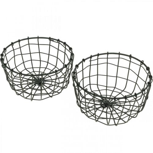 Basket for planting, mini wire basket, round planting basket Ø12cm H6.5cm 2pcs