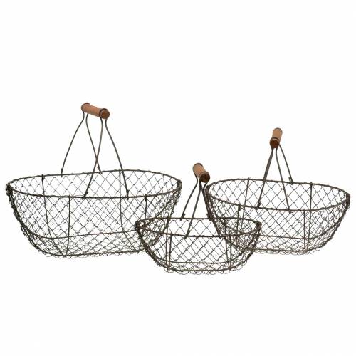 Floristik24 Wire basket with bracket brown metal 20/25 / 30cm, set of 3