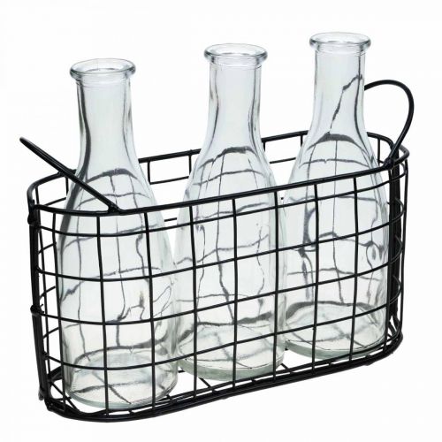 Product Wire basket bottle vase metal table decoration black 23×9×12cm