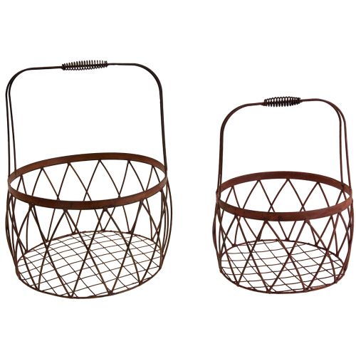 Product Wire basket mesh basket with handle garden decoration rust Ø25/20cm set of 2