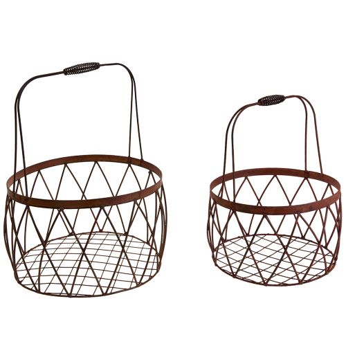 Product Wire basket mesh basket with handle garden decoration rust Ø25/20cm set of 2