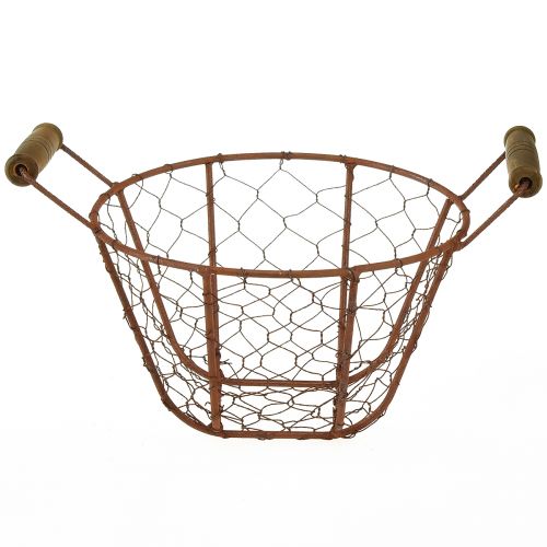 Floristik24 Wire basket metal basket with handle wood rust decoration Ø18cm