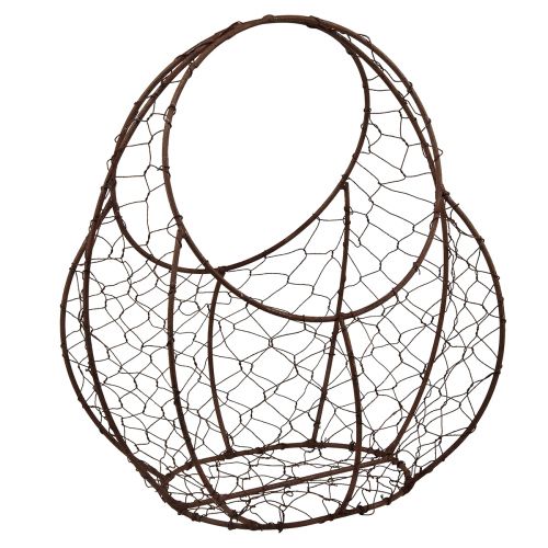 Wire basket rust metal basket with handle 22.5x11.5x26.5cm