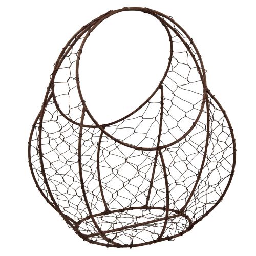 Wire Basket Rust Metal Basket with Handle 22.5x11.5x26.5cm