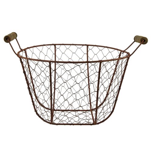 Product Wire basket vintage round with handle rust metal basket Ø26.5cm