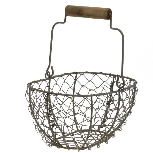 Floristik24 Wire basket with wooden handle Brown 20cm