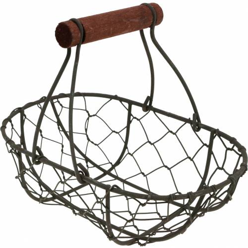 Floristik24 Wire basket oval with handle gray 17 × 11cm H15cm