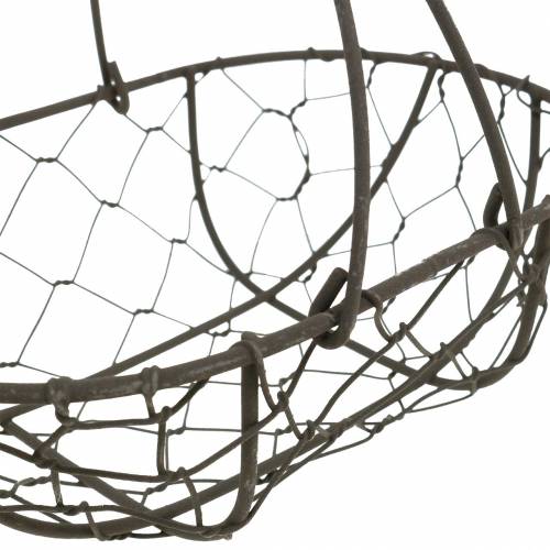 Product Wire basket oval with handle gray 17×11cm H15cm 2pcs