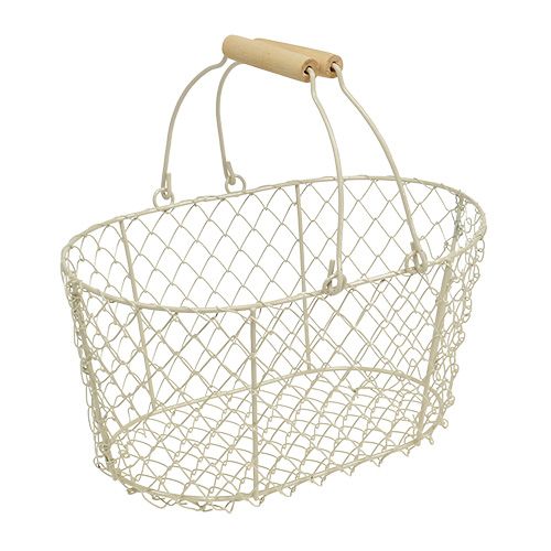 Floristik24 Wire basket oval with handle 27x18cm H13.5cm cream