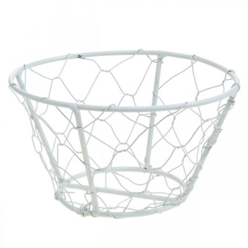 Floristik24 Mesh basket, wire basket, metal decoration shabby chic white Ø12cm H7cm