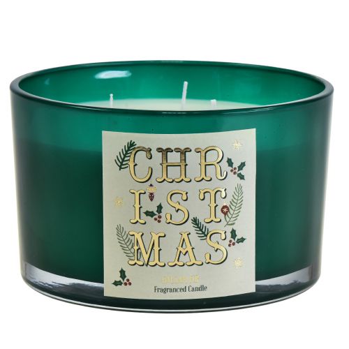 Floristik24 Three-wick candle Christmas scented candle in a glass fir tree Ø13cm