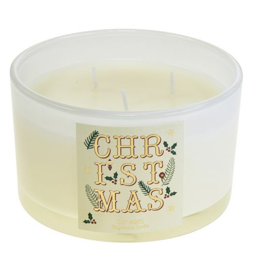 Floristik24 Three-wick candle Christmas scented candle in a glass vanilla fruit Ø13cm