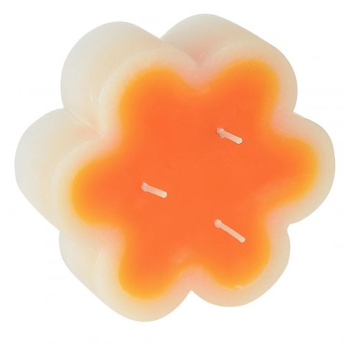 Product Three-wick candle white orange in the shape of a flower Ø11.5cm H4cm