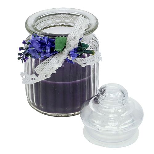 Floristik24 Scented candle in a glass of lavender Ø7.5cm H13cm 2pcs