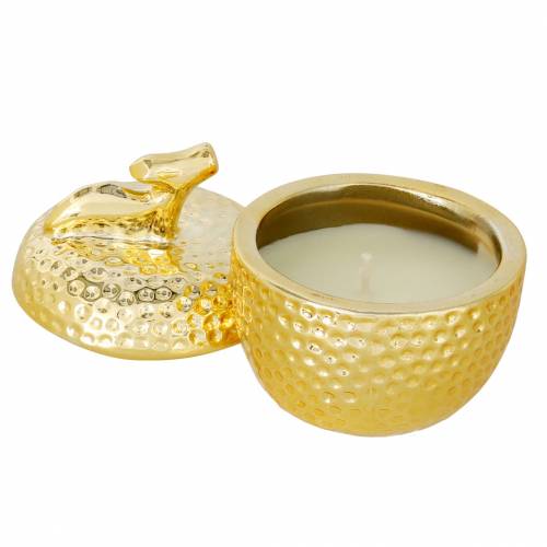 Floristik24 Scented candle "Spiced Apple" in apple jewelry box gold Ø7.2cm H8.5cm