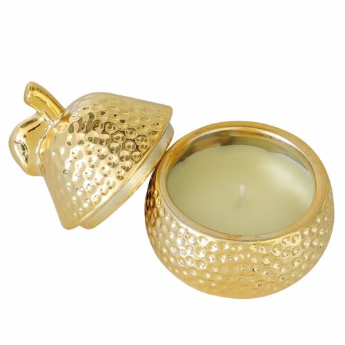 Floristik24 Scented candle "Magnolia &amp; Pear Blossom" in a pear jewelry box gold Ø7.4cm H9cm
