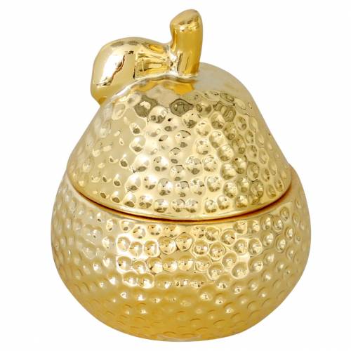Floristik24 Scented candle "Magnolia & Pear Blossom" in a pear jewelry box gold Ø7.4cm H9cm