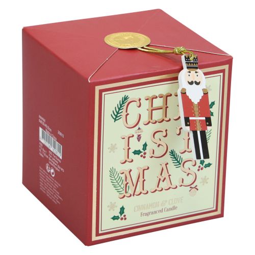 Floristik24 Scented candle Christmas scented candle in a glass red cinnamon clove Ø8cm