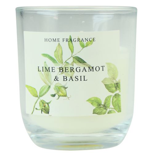 Floristik24 Scented candle in glass Bergamot Lime Basil Ø7.5cm H8.5cm