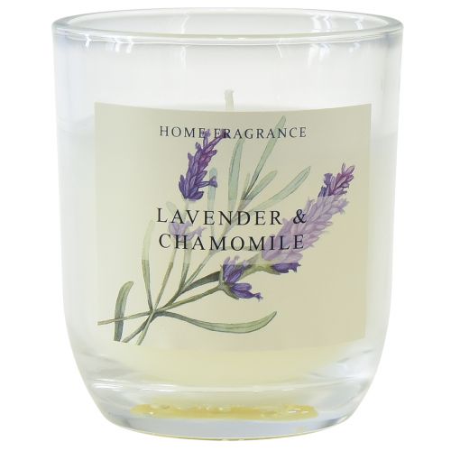 Scented candle in glass lavender chamomile cream Ø7.5cm H8.5cm