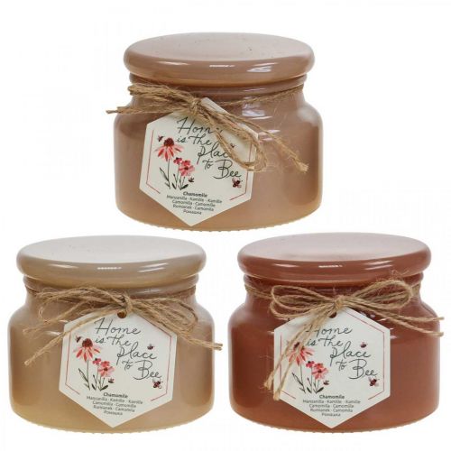 Scented candles in glass wax candles chamomile Ø10cm H8.5cm 3pcs