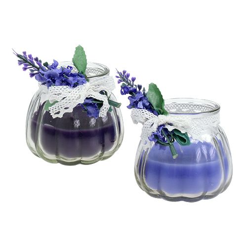 Floristik24 Scented candles lavender in glass Ø7cm H7cm 2pcs