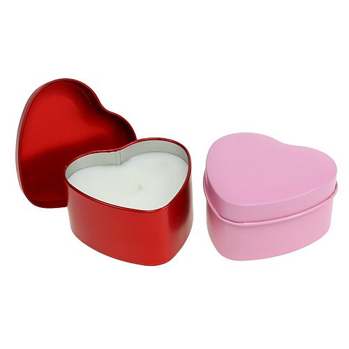 Floristik24 Scented Candles Heart Shape Pink / Red 7cm x3.5cm 2pcs
