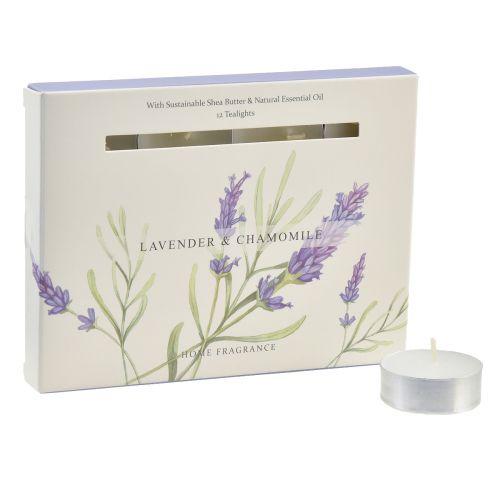 Scented Candles Lavender Chamomile Tealights White Ø3.5cm 12 pcs