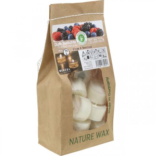 Product Scented candles, tea lights red berries, scented tea lights, wax candles Ø3.8cm H2.3cm white 18 pcs